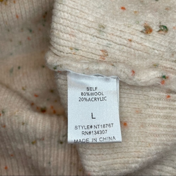 Lumiere Heavyweight Cream Wool Blend Cropped Sweater Rainbow Confetti Flecks. L - Picture 8 of 9